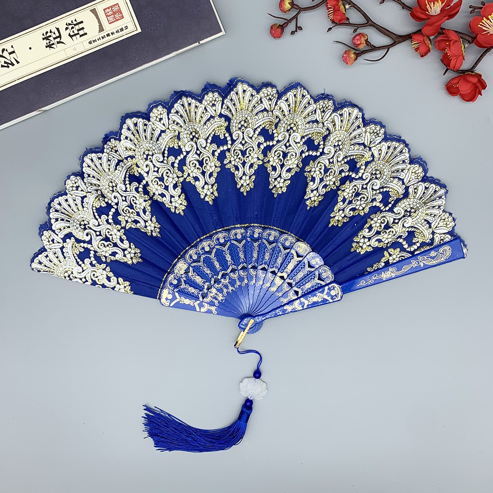 Tassel Fringe Trim - 中国の工芸品レトロ折りたたみ式扇子、金色のレース模様とペンダントタッセル付き、結婚式、パーティー、ダンスの小道具に最適 2026