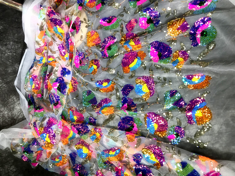 カラフルなスパンコールのついた儀式用ドレス,きらびやかなメッ - Crystal Mesh Fabric のレビューと価格