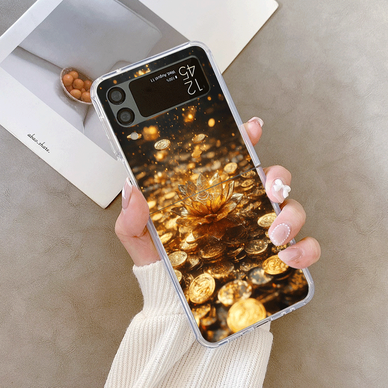 クリエイティブな金色の蓮の花模様のスマホケース、Samsun - Embroidery Embellishments のレビューと価格