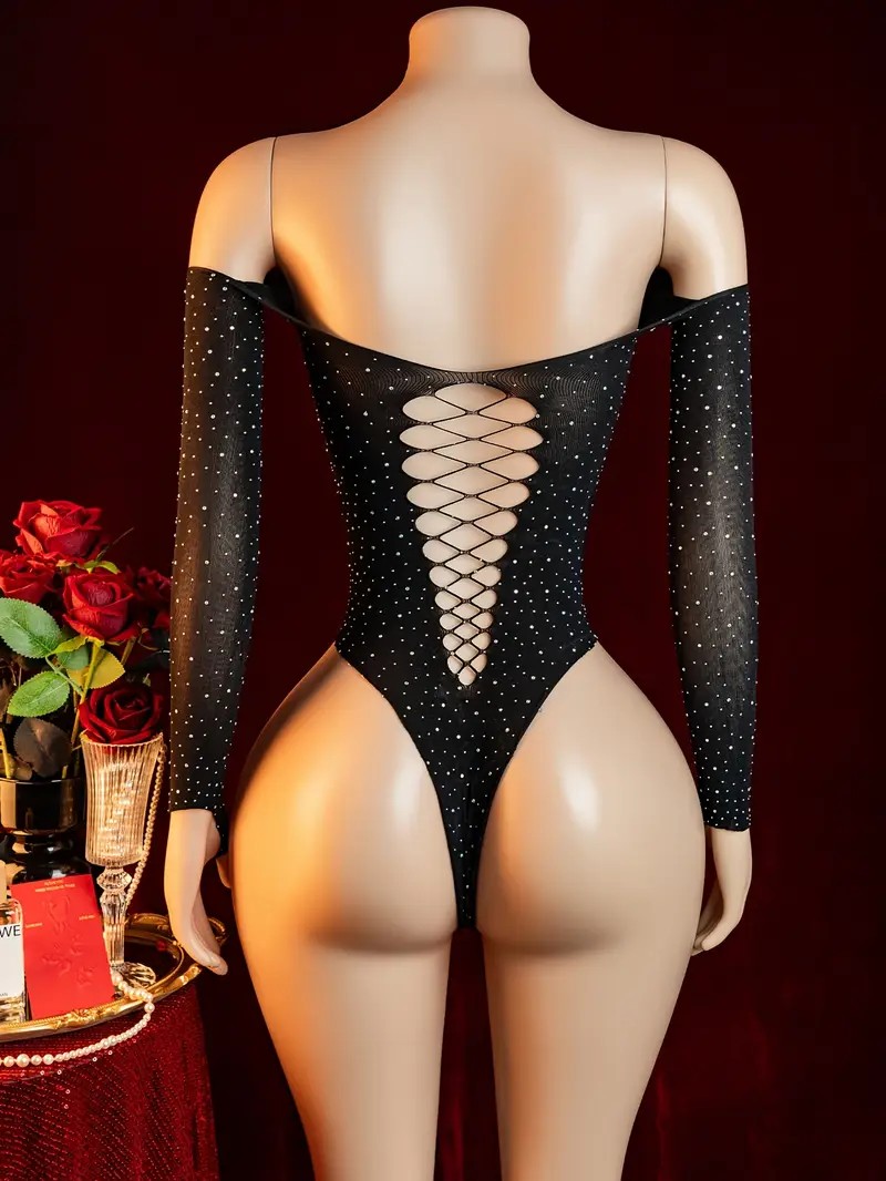 ラインストーンフィッシュネットホローベビードールキャットスー - Crystal Mesh Fabric のレビューと価格