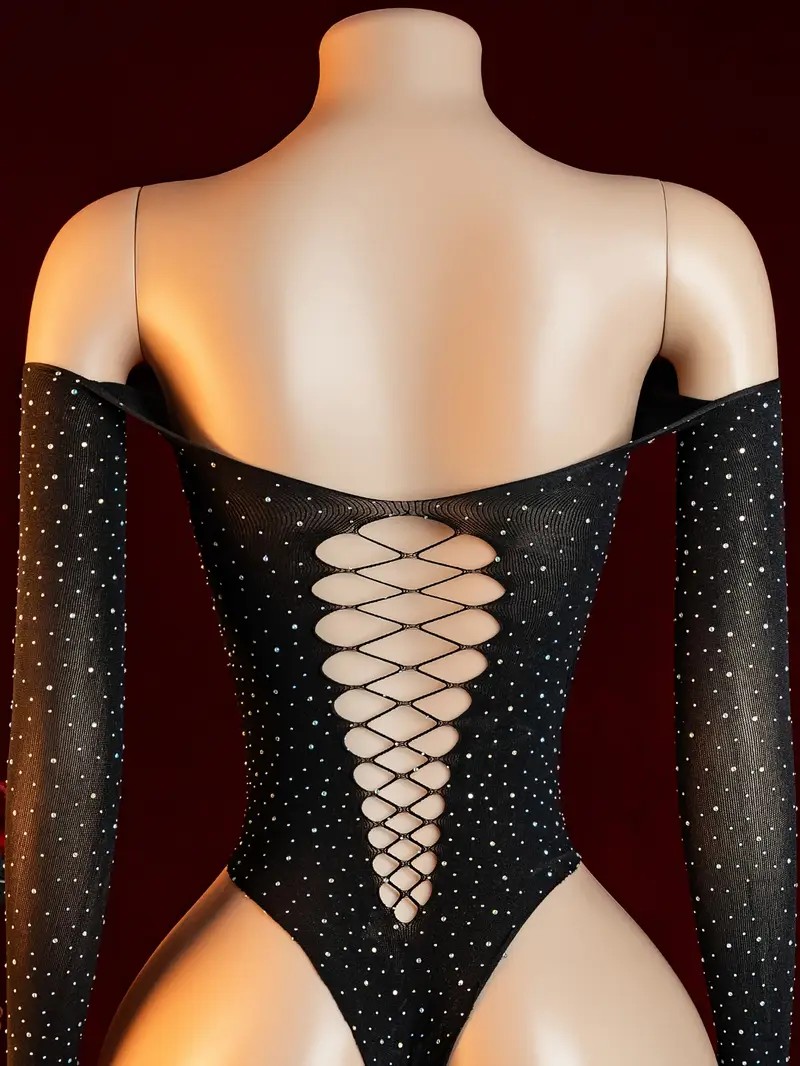 ラインストーンフィッシュネットホローベビードールキャットスー - Crystal Mesh Fabric のレビューと価格