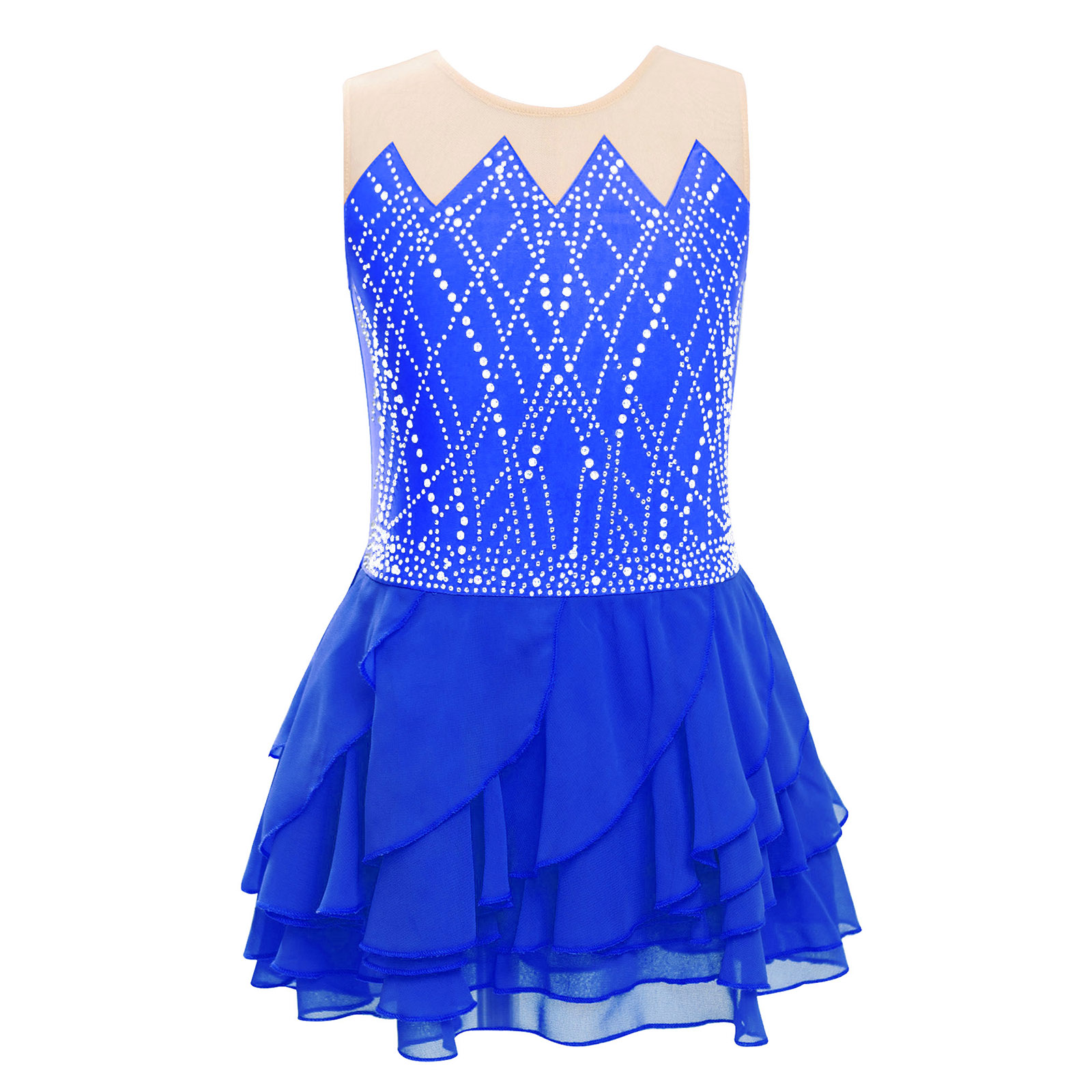 女の子メッシュフィギュアスケートドレスダンスレオタード子供バ - Rhinestone Banding Trim のレビューと価格
